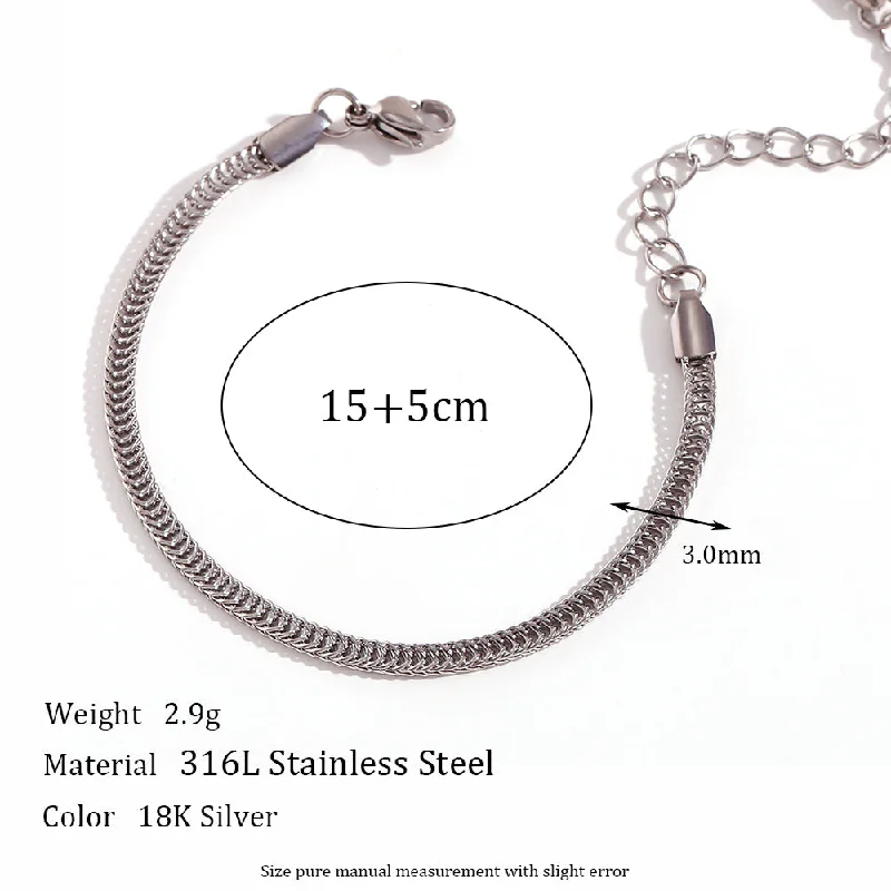 3mm Fox Tail Chain-Steel Bracelet-15cm 5cm