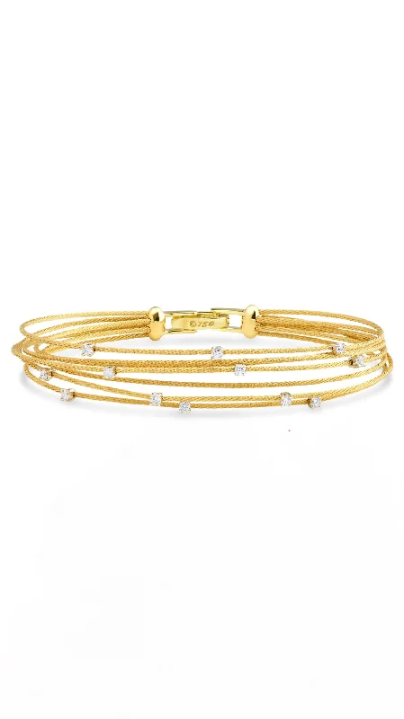 women’s fashionable bangle-Multi Unity Bundle Bracelet in Yellow Gold with Diamonds