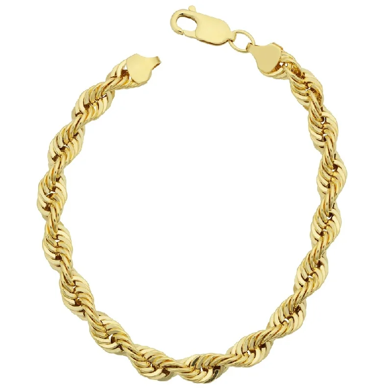 women’s statement bracelet-Fremada Men's 14k Yellow Gold Filled Bold 6-mm Rope Chain Bracelet