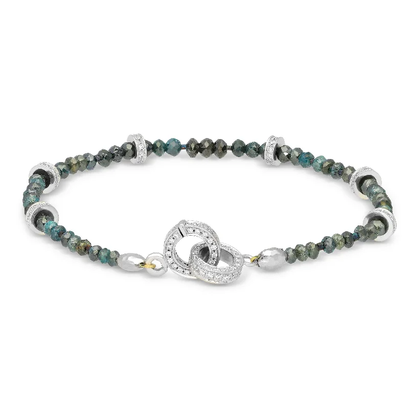 women’s magnetic bracelet-Green Diamond Beaded Bracelet - 13.85 Carat