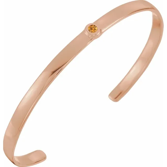 women’s classic cuff bangle-14K Rose Citrine Cuff 6" Bracelet