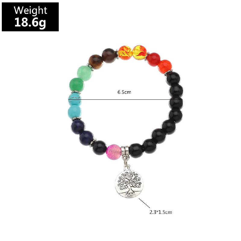 women’s bold cuff bracelet-Fashion Colorful Bead Tree Of Life Alloy Bracelet Wholesale