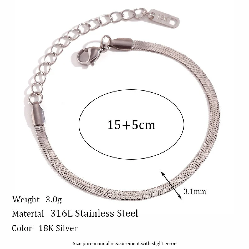 3mm Width Blade Chain Bracelet-Steel Color 15cm 5cm