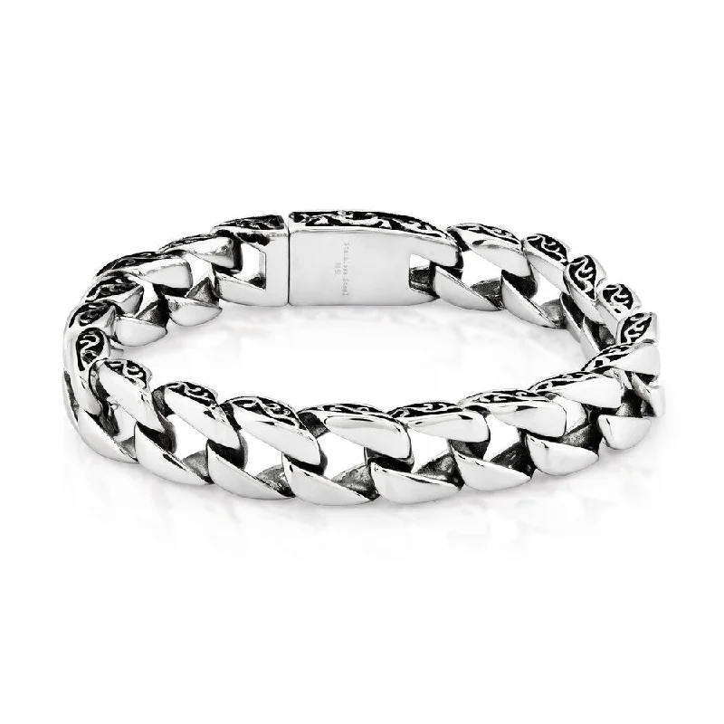 women’s wide bangle-Men's Stainless Steel Two-tone Curb Chain Bracelet (11 mm)