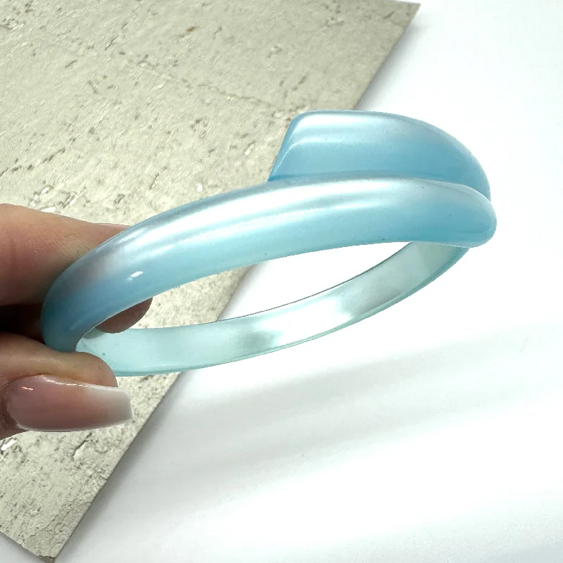 women’s multi-colored bangle bracelet-Ice Blue Moonglow Wrapped Bangle Bracelet