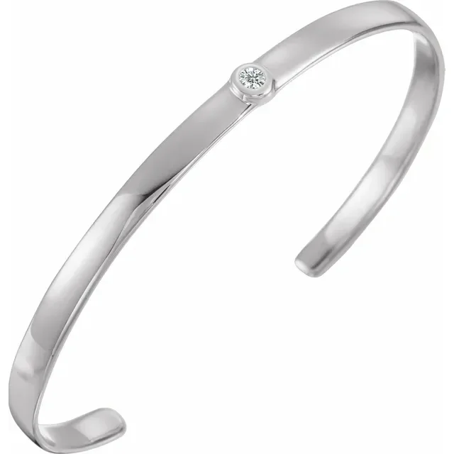 women’s glimmering bangle bracelet-14K White 1/10 CT Diamond Cuff 6" Bracelet