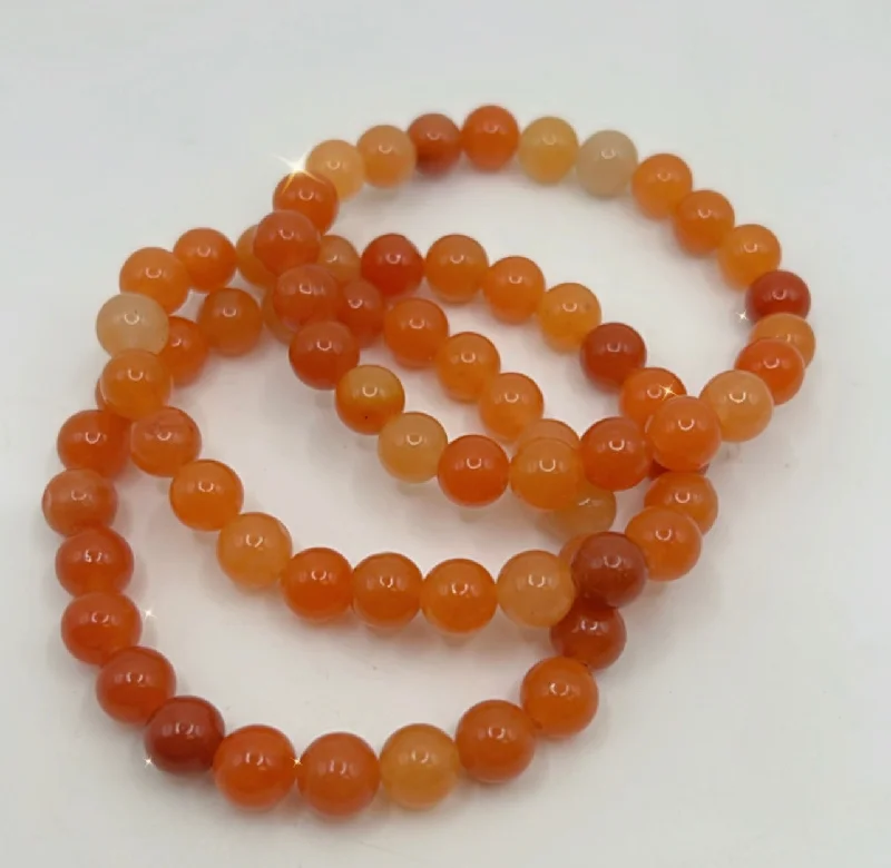 women’s simple leather bracelet-ORANGE CALCITE BRACELET- fertility, anti depression, removes fear