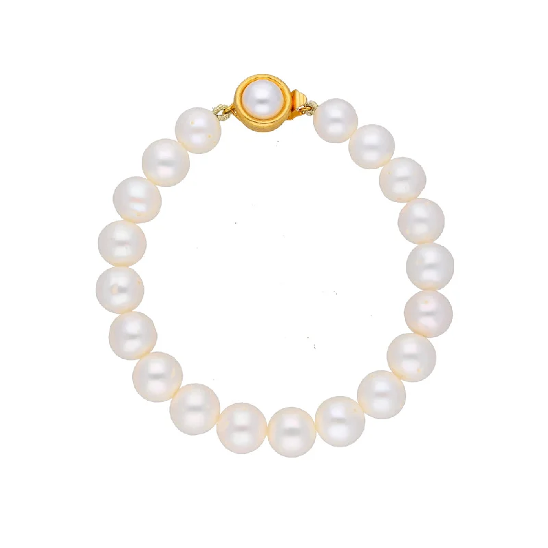 women’s link bangle-J Pearls Lucky Pearl Bracelet - Real Pearl Jewelry