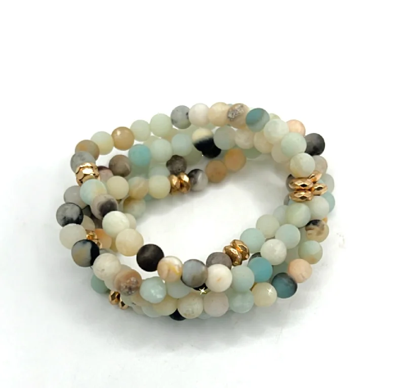 women’s gold-encrusted bracelet-MATTE CARIBBEAN CALCITE BRACELET-  Psychic ability, astral travel, soothing the emotional body