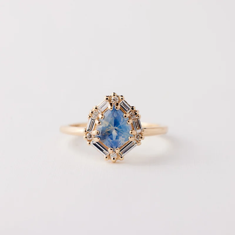 personalized engagement rings with gemstones-Seren Ring - 1.62 Carat Blue Yellow Shield Parti Sapphire