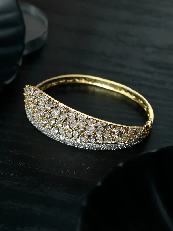 women’s thick bangle-Priyaasi Women Gold Plated American Diamond Bracelet