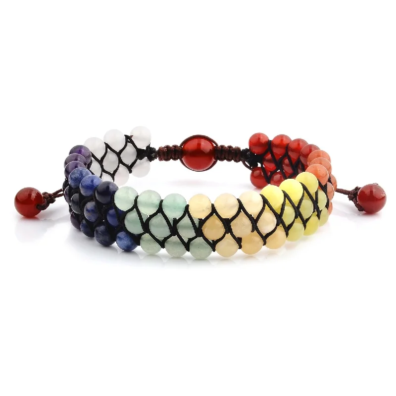 women’s shell bangle-Multi Color Natural Stones Beaded Adjustable Bracelet (18mm Wide)