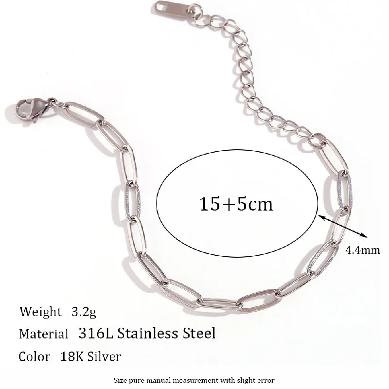 4.4mm Clip Chain-Steel Bracelet-15cm+5cm