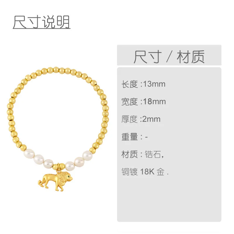 women’s braided charm bracelet-Fashion Animal 18k Gold Plated Artificial Gemstones Bracelets In Bulk