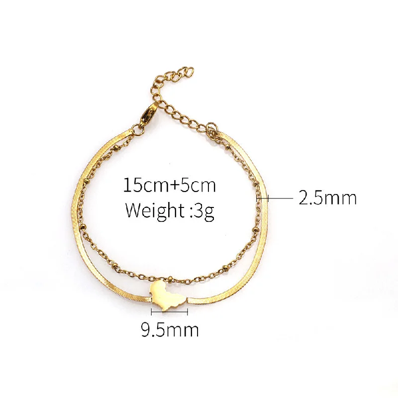 Beads, Blade Chain Double-Layer Map Bracelet-Gold