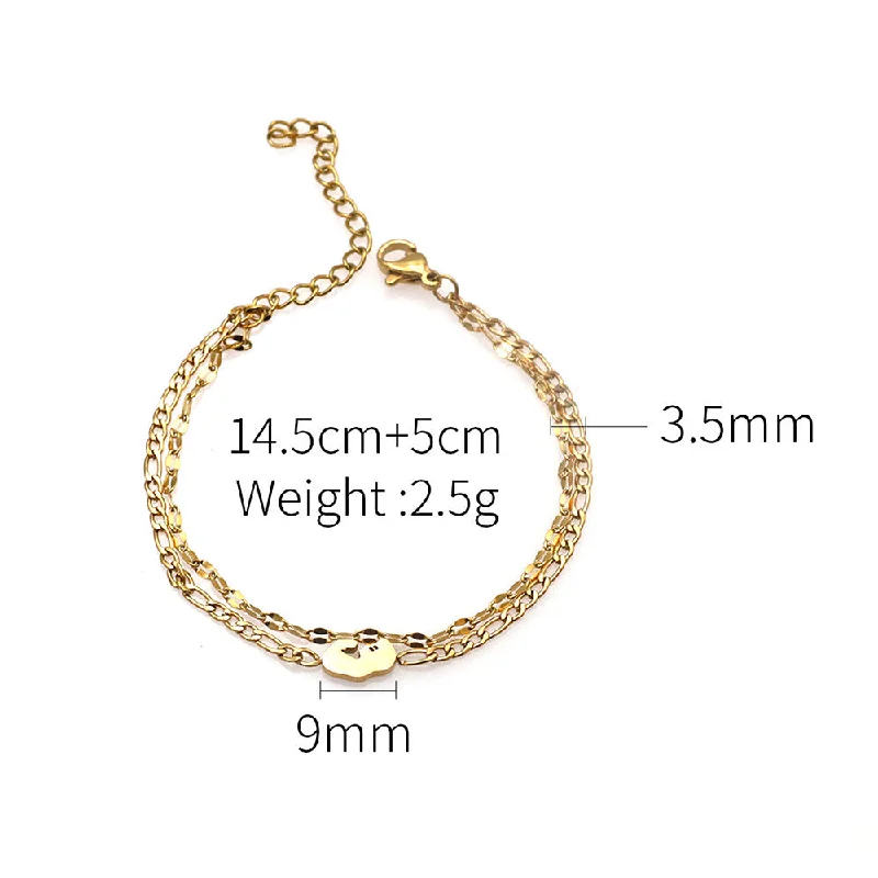 Lip, Figaro Double-Layer Baby Bracelet-Gold