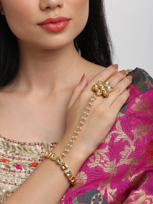 women’s delicate charm bangle-Kundan Bracelet - Ruby Raang