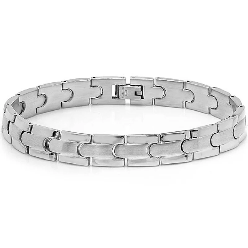 women’s butterfly bracelet-Oxford Ivy Mens Solid Stainless Steel Solid Chain Link Bracelet 8 1/4 inches