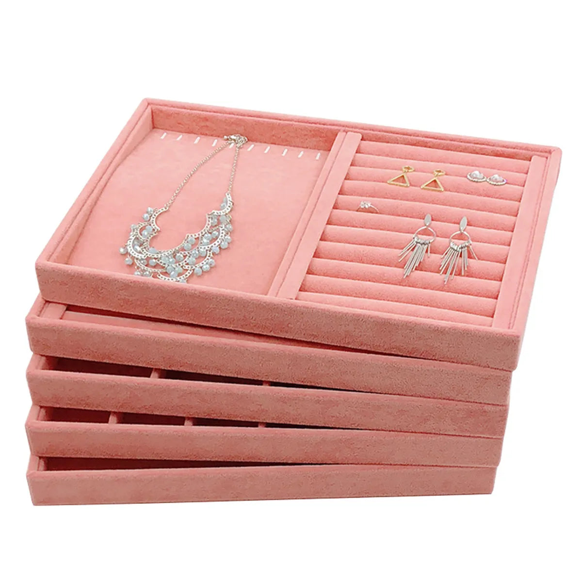 women’s luxe bracelet-Pink Ice Fleece Jewelry Tray Jewelry Display Rack Earrings Earrings Necklace Bracelet Pendant Storage Box