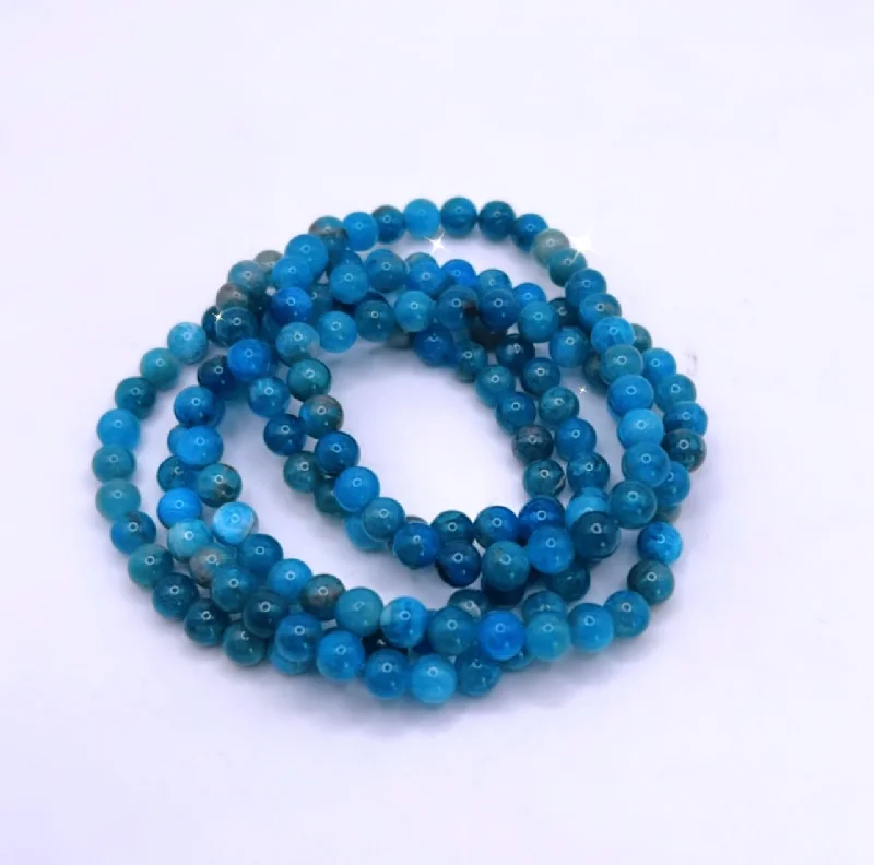 women’s twisted bangle-BLUE APATITE BRACELET - learning, intellect, focus, new ideas, suppress hunger