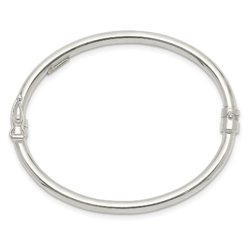 women’s minimalist bracelet-Curata 925 Sterling Silver 6" Childrens Polished Hinged Bangle Bracelet