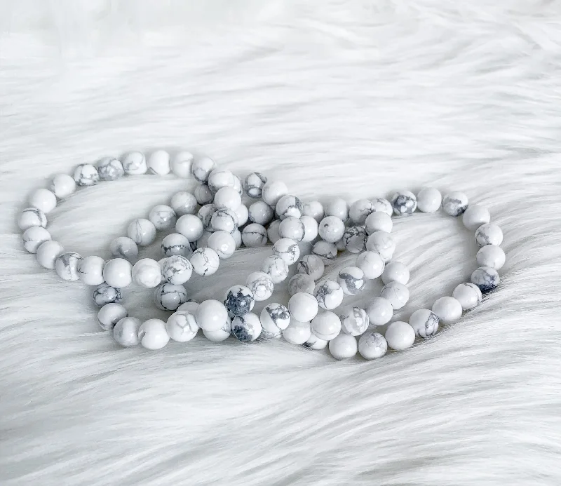 women’s pearl encrusted bracelet-HOWLITE BRACELET- enjoyment, Inspo, creativity, eliminate rage, pain and stress