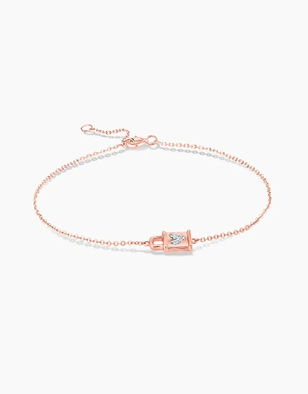 women’s minimalist bangle-LVC Cheri Petit Heart Lock Diamond Bracelet