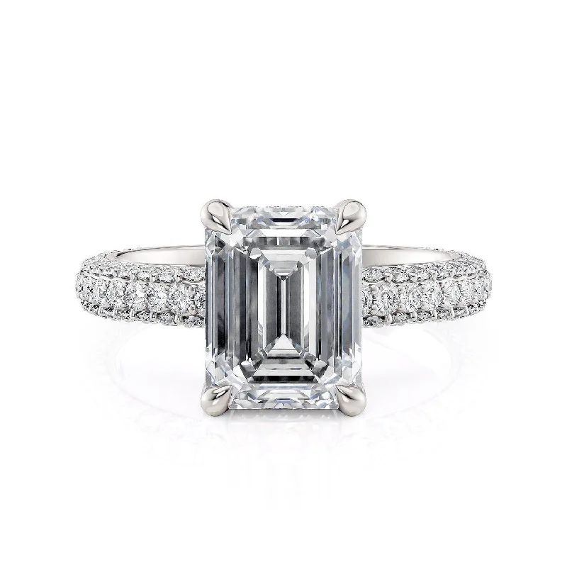 radiant-cut engagement rings for women-Crown R812PV-3 Emerald