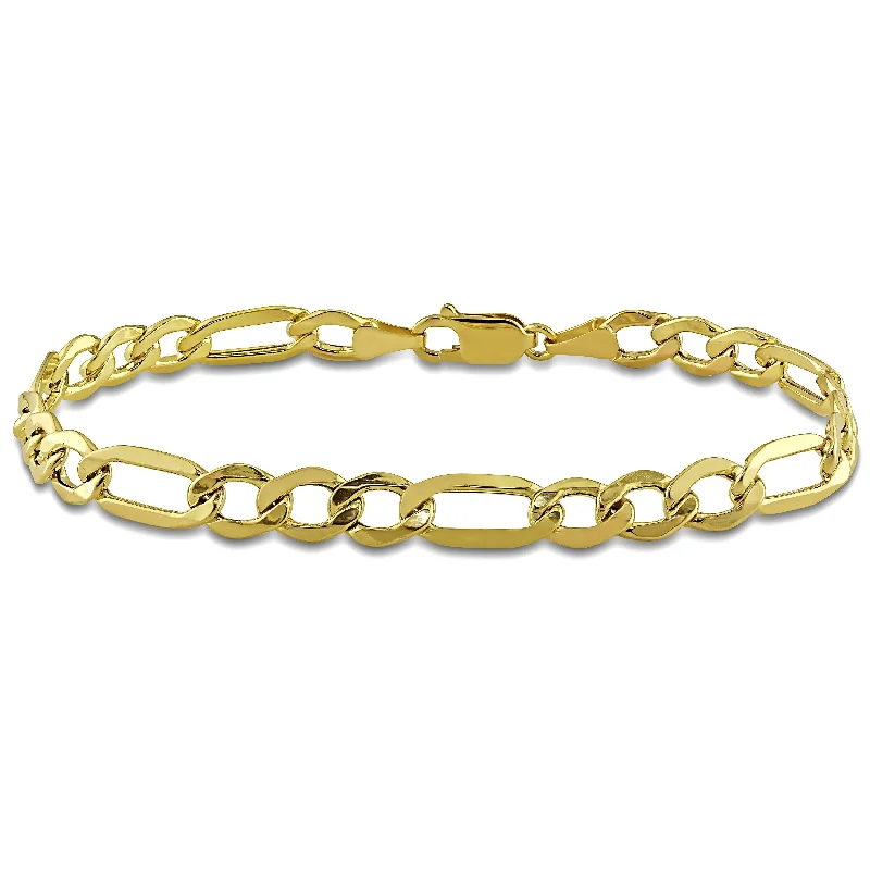 women’s sterling silver bangle-Miadora 10k Yellow Gold Men's Figaro Chain Link Bracelet - 9 in x 7 mm