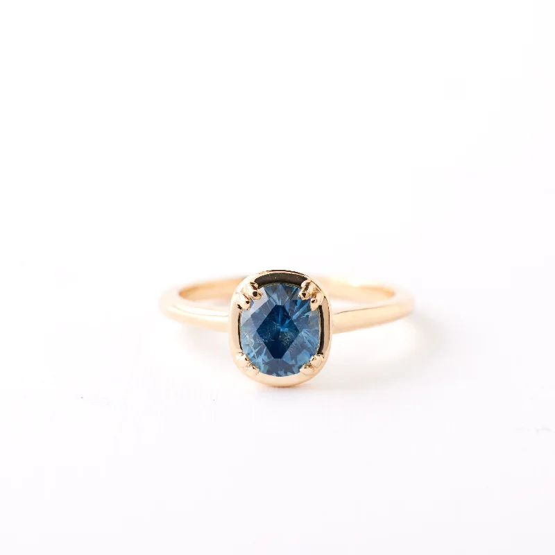 custom engagement rings for women-Carolyn Ring - 1.10 Carat Blue Geo Oval Sapphire