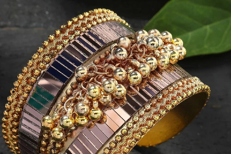 women’s classic bangle-Mominos Fashion Kamal Johar Oxidised Gold-Plated Ghungroo Handcraft Cuff Bracelet