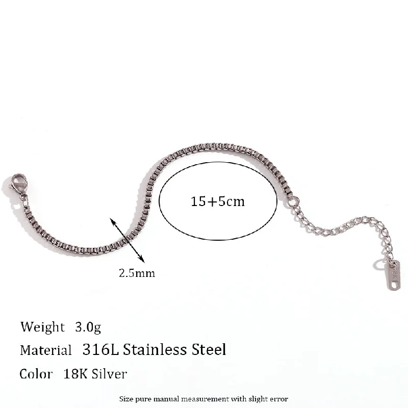 2.5mm Keel Chain-Steel Bracelet-15cm+5cm