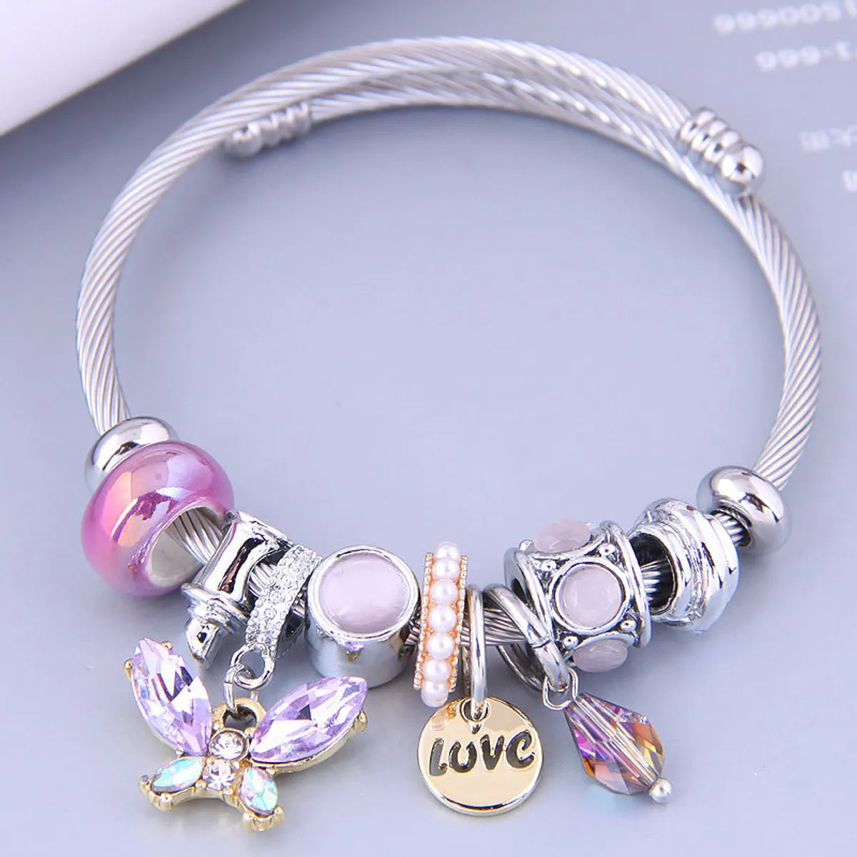 women’s gold cuff bracelet-Cute Animal Letter Stainless Steel Plating Inlay Opal Cuff Bracelets