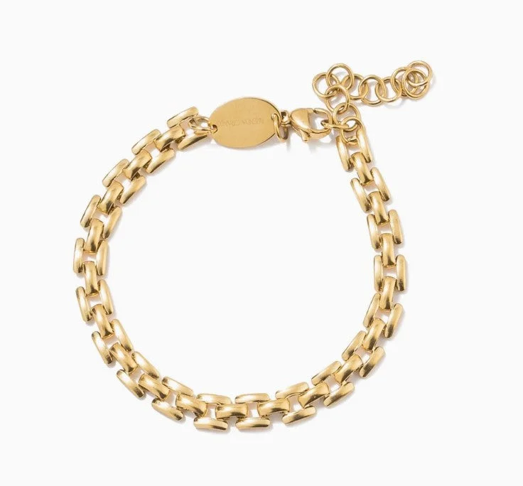 women’s heart bangle-Squared Chain Bracelet - Gold