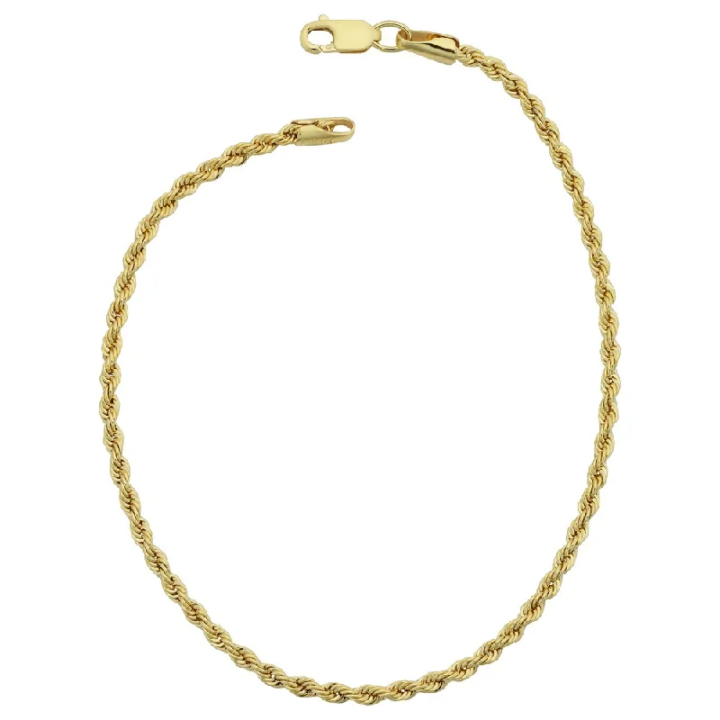 women’s stackable bangles-Fremada 14k Yellow Gold Filled Unisex 2.10-mm Rope Chain Bracelet (7.5 or 8.5 inches)