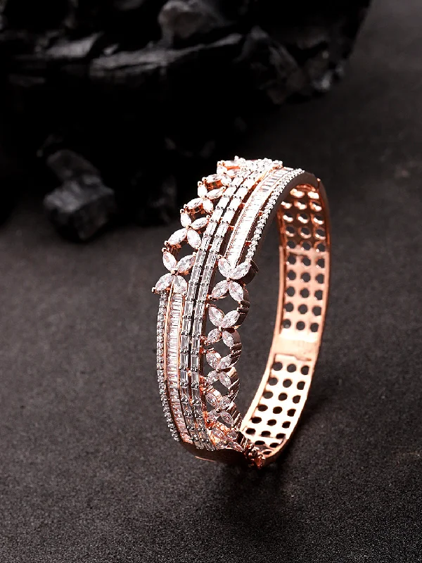 women’s refined bangle-Priyaasi QuadShine - Floral American Diamond Bracelet For Women And Girls