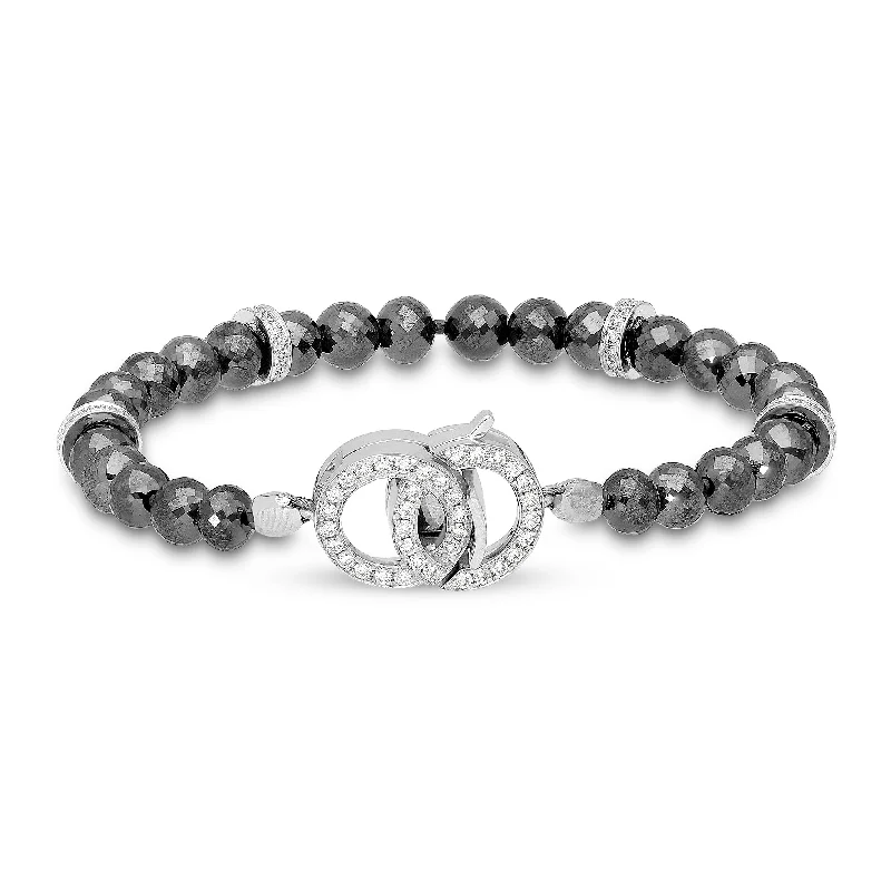 women’s beaded bracelet-Black Diamond Beaded Bracelet - 48.35 Carat