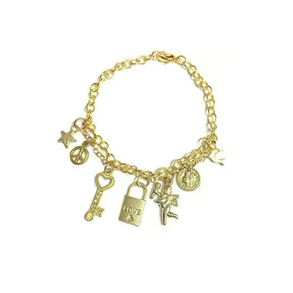 women’s chic studded bracelet-Tiaraa Golden Charm Fashion Bracelet