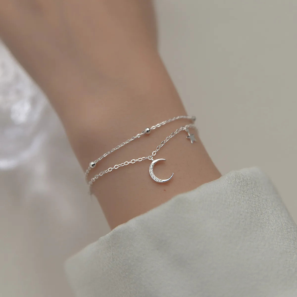 women’s antique bracelet-Simple Style Star Moon Copper Plating Silver Plated Bracelets