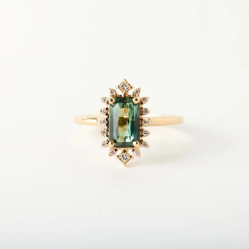 gorgeous engagement rings for brides-Eloise Ring - 1.53 Carat Teal Radiant Sapphire