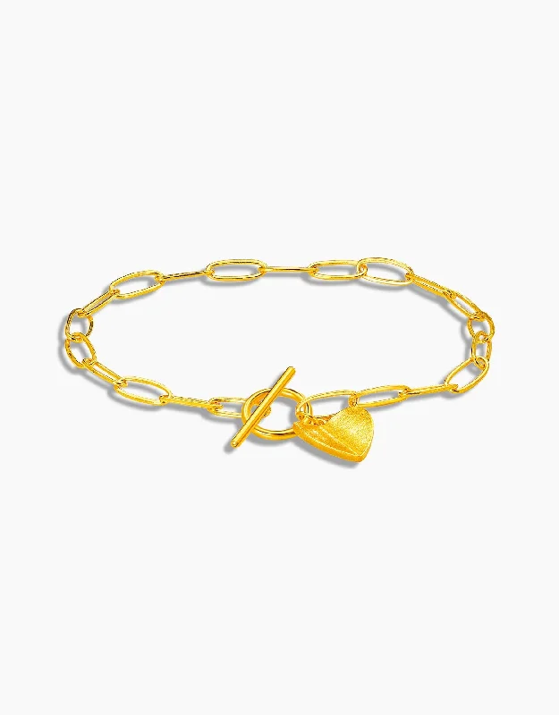 women’s diamond bangle-LVC 9IN Carla Heart 999 Gold Bracelet