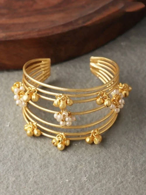 women’s charm bangle bracelet-Mominos Fashion Johar Kamal Matt Golden Ghungroo Bracelet