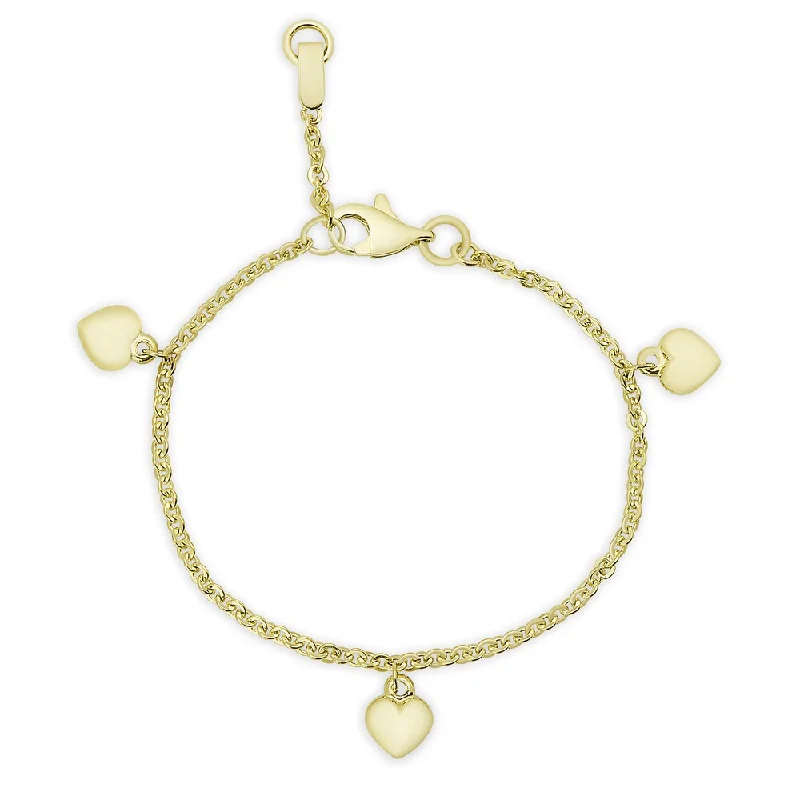 women’s adjustable bracelet-Molly and Emma 14k Gold Heart Charm Bracelet