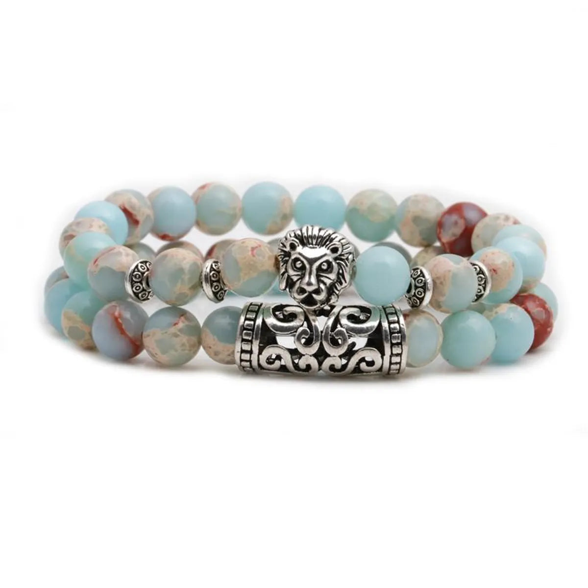 women’s thick bangle-Fashion Owl Buddha Head Elbow Set Bracelet Lion Head Ghost Beaded Bracelet