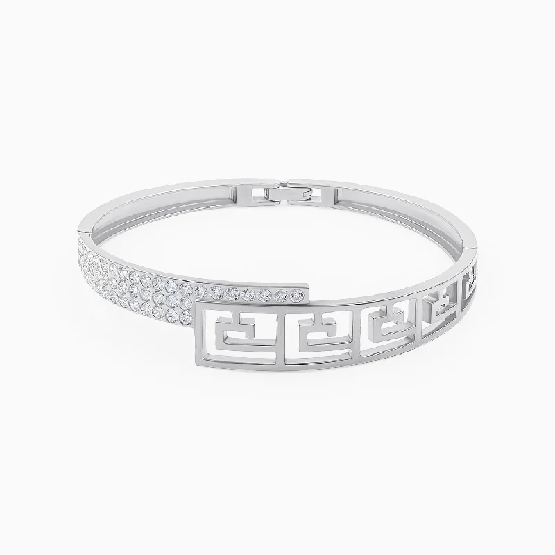 women’s engraved bracelet-Opulent Cuff Silver Bracelet