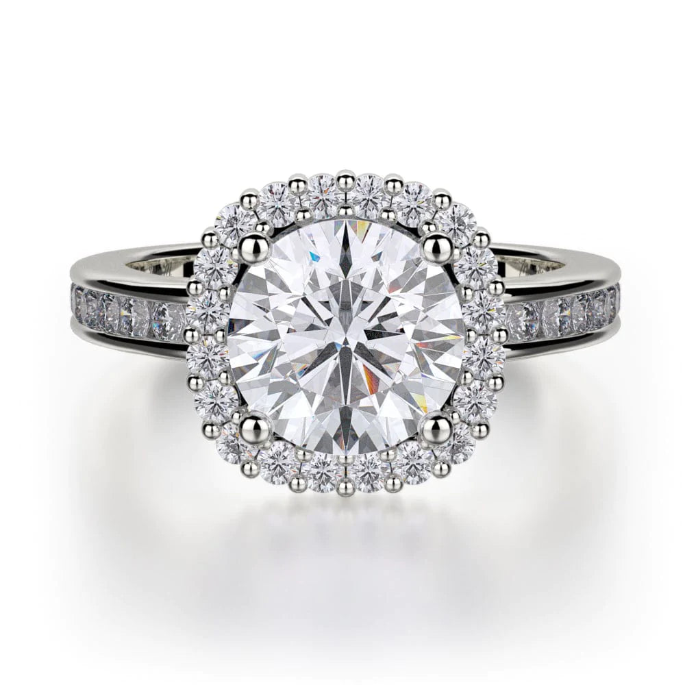 elegant three-stone engagement rings for brides-Strada R673-1.5