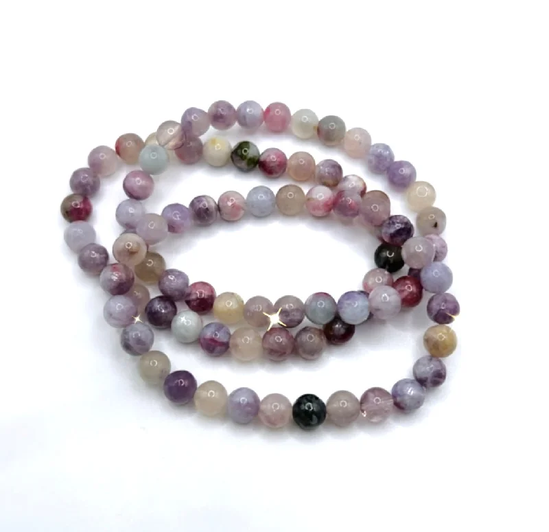 women’s gemstone link bracelet-PINK TOURMALINE BRACELET- happiness, balance, strength