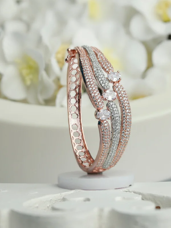 women’s unique gemstone bracelet-Priyaasi Women Dual Toned American Diamond Bracelet