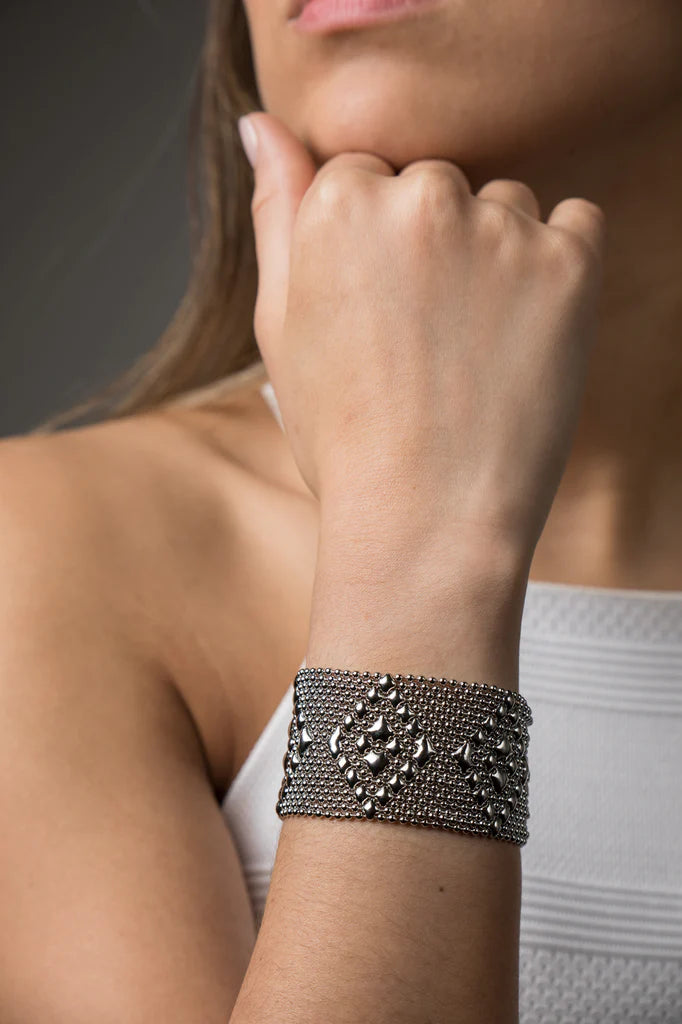 women’s wide bangle-Liquid metal filled diamond bracelet