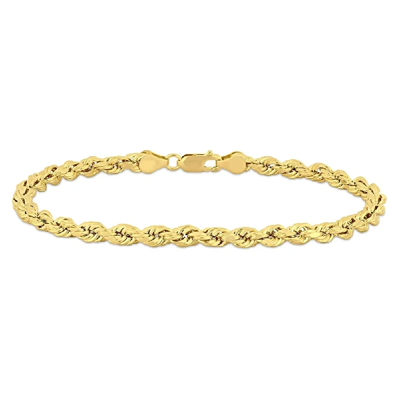 women’s infinity bracelet-Miadora 14k Yellow Gold Men's 9 Inch Rope Chain Bracelet (5 mm)